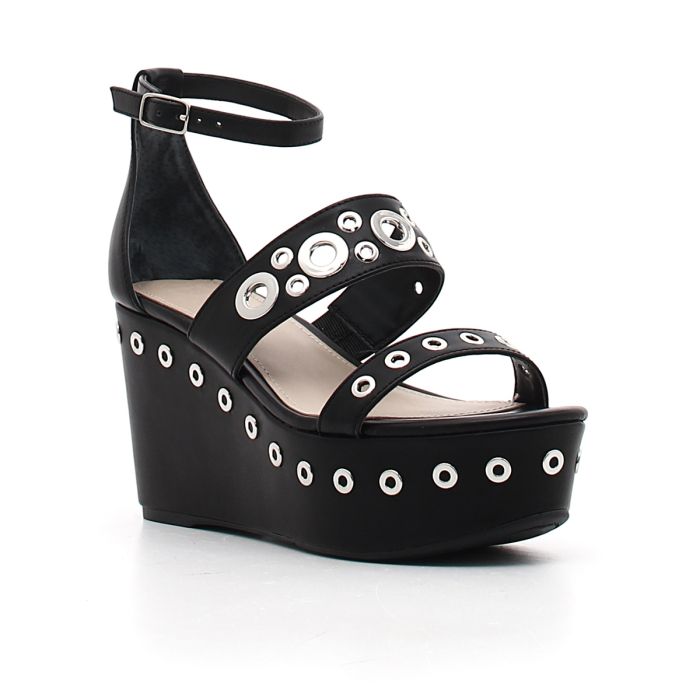 Sandali Con Zeppa GUESS Avin Donna - In Pelle Con Plateau E Cinghie Reggitallo Con Logo